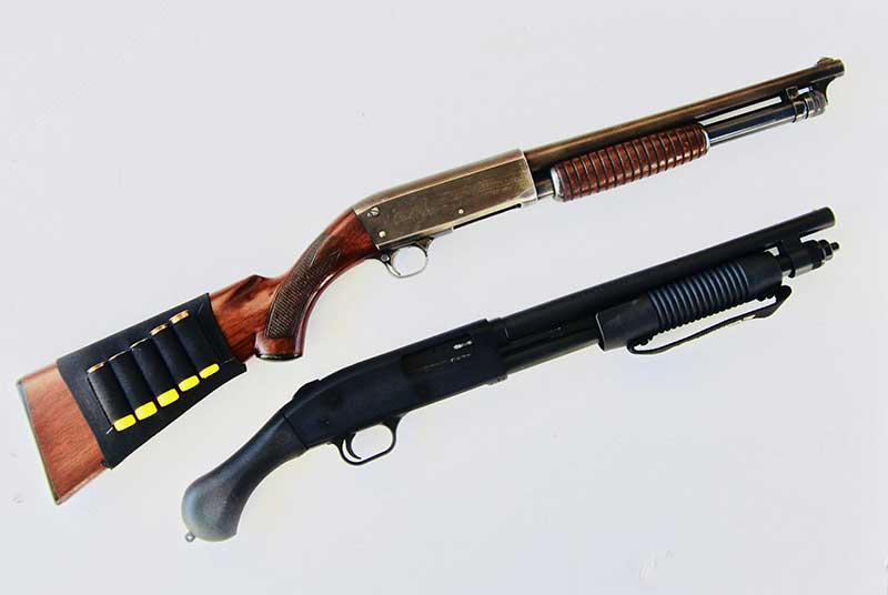 Ithaca 37 is more effective at longer ranges and for quick follow-up shots, but more compact Shockwave is extremely handy at close quarters.