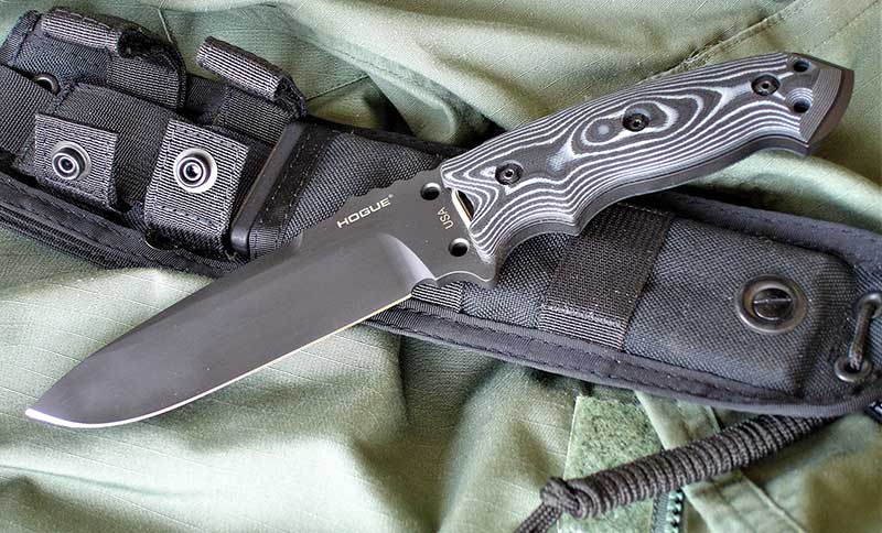 Hogue EX-F01 is an outstanding combat and survival knife. It’s available in two blade lengths and comes with Hogue milspec Cordura Ballistic Nylon sheath.