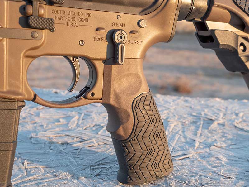 Daniel Defense rubber-coated pistol grip and stock are very comfortable without adding weight or sacrificing strength.