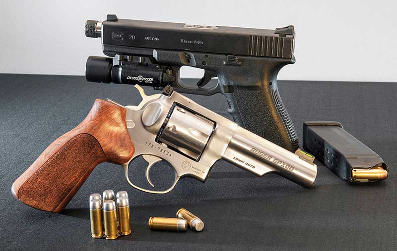 Semiautomatics tend to choke on cast bullets with really wide flat noses. Revolvers make wise choices for boonies sidearms because this isn’t a worry.