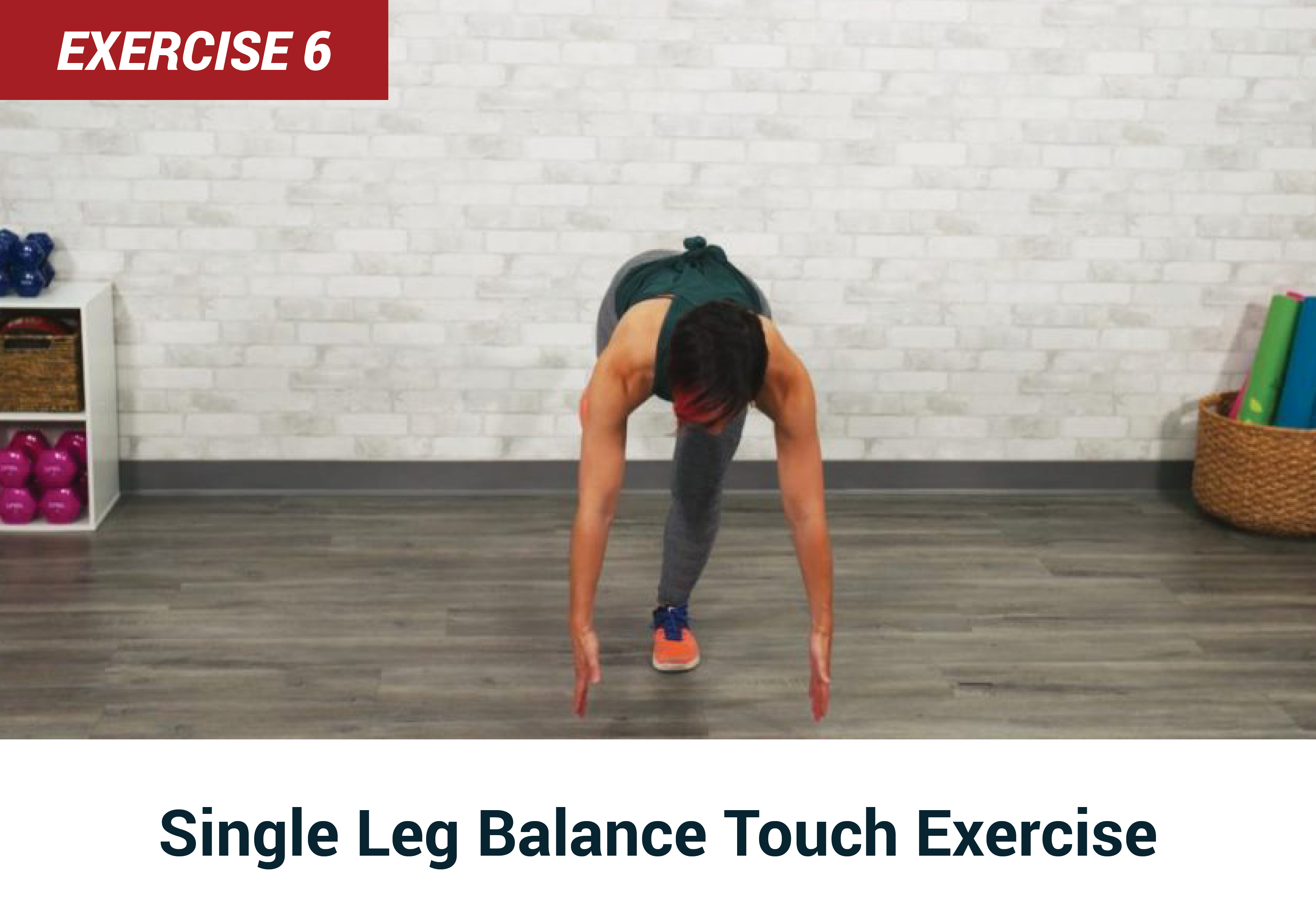 Single leg balance touch exercise