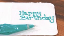 happy birthday cake piping letters