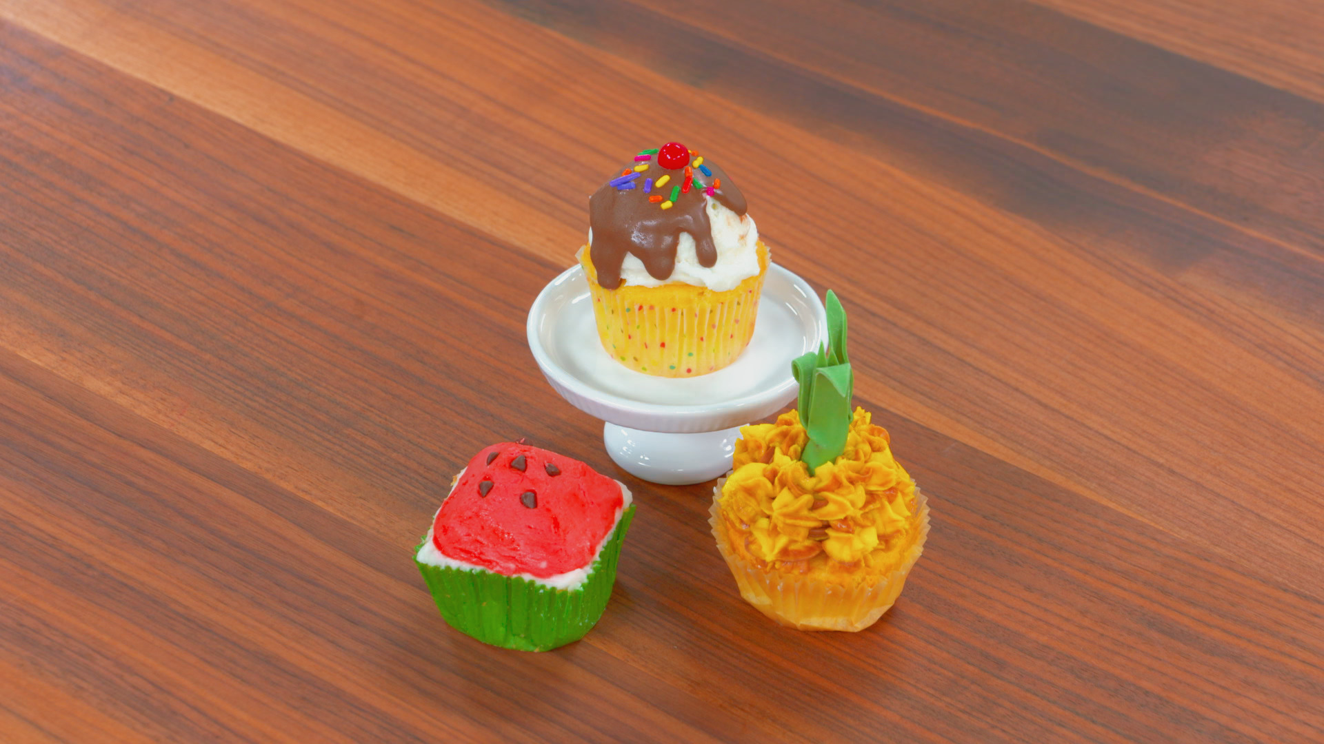 watermelon ice cream and pineapple cupcakes