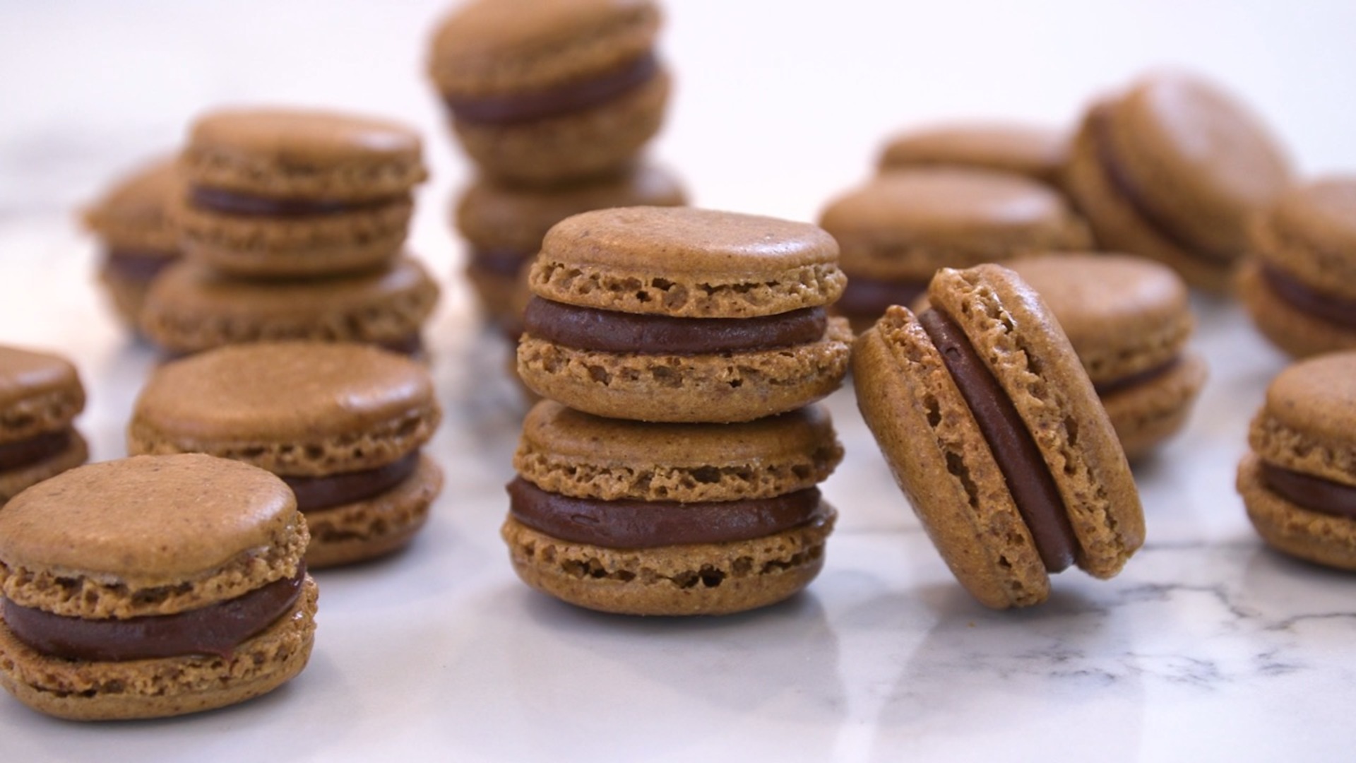 Mocha Macarons with Chocolate Caramel Filling