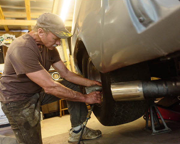 Man repairing his car