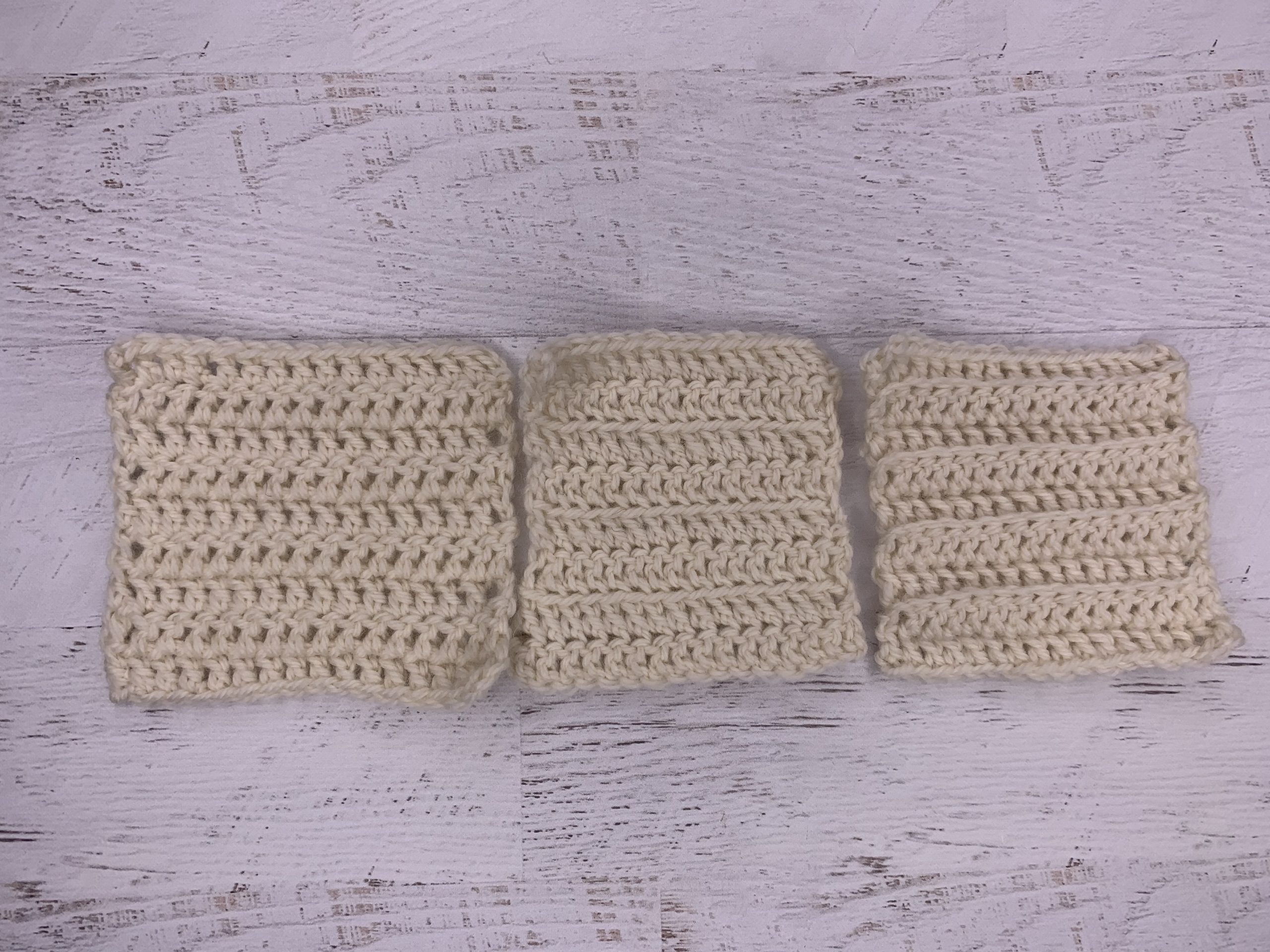 completed squares of textured crochet