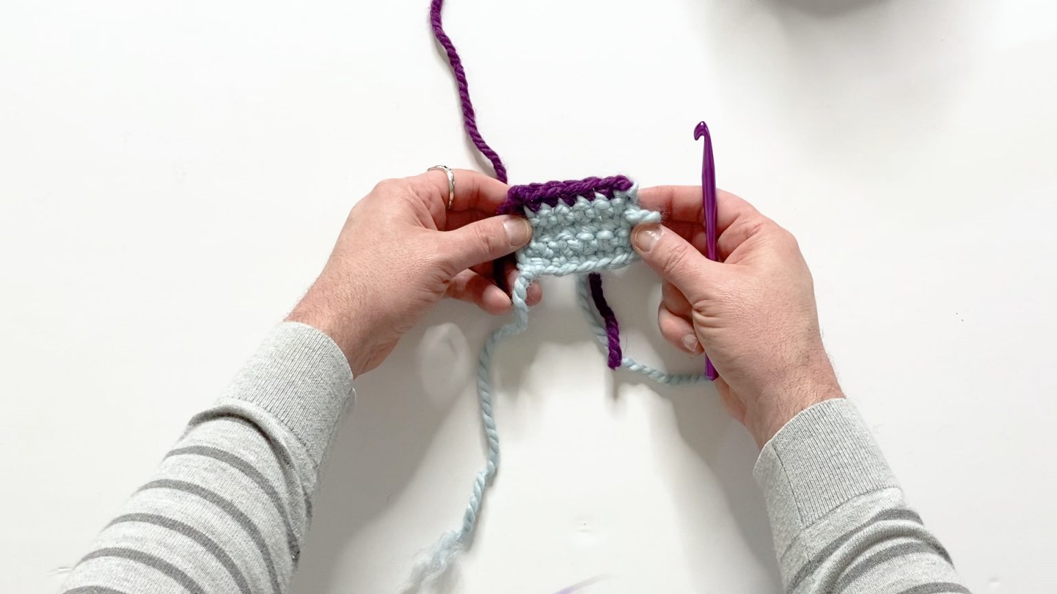 Working Half Double Crochet Through the Back Bar