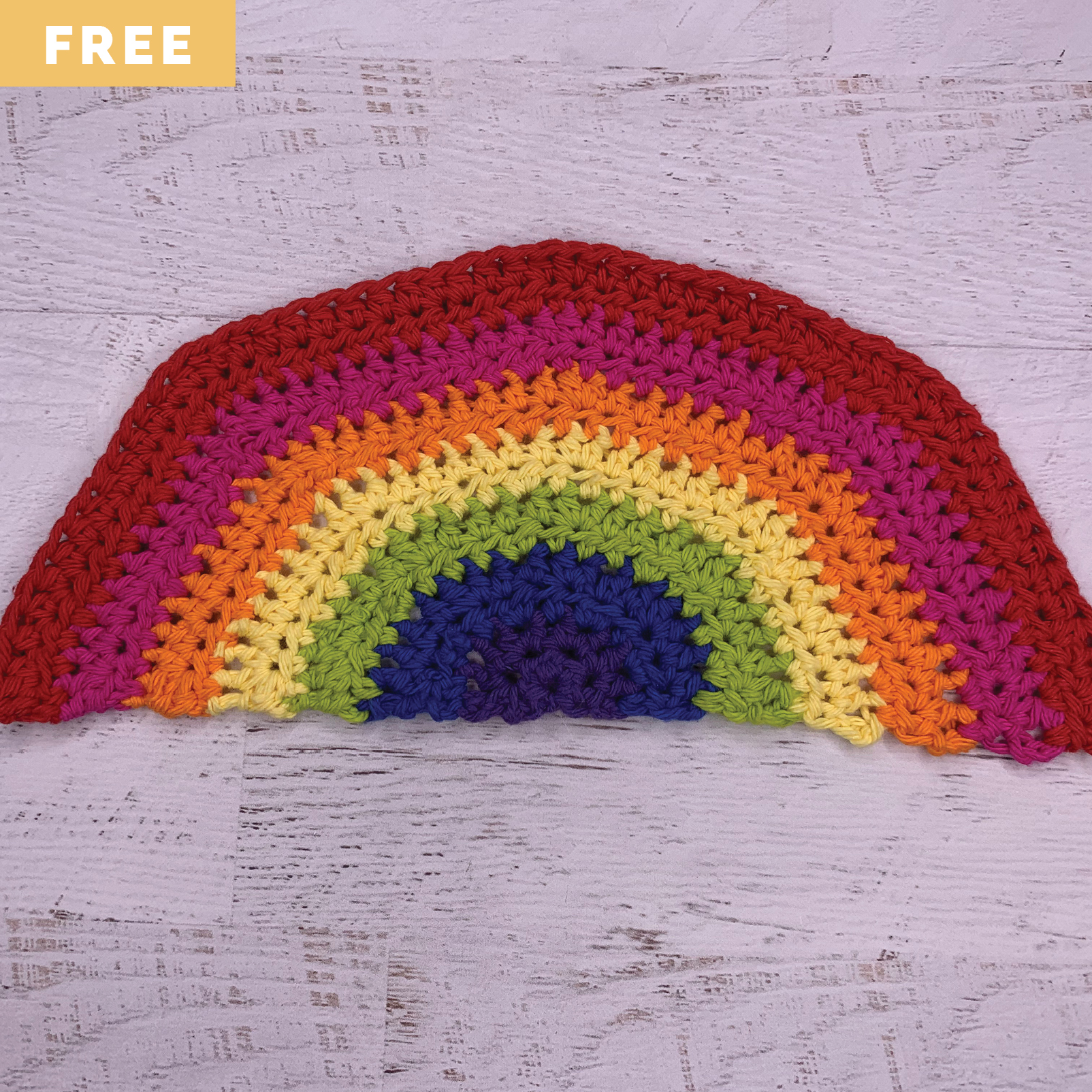 Free Crochet Pattern - Half-Double Crochet Rainbow Washcloth