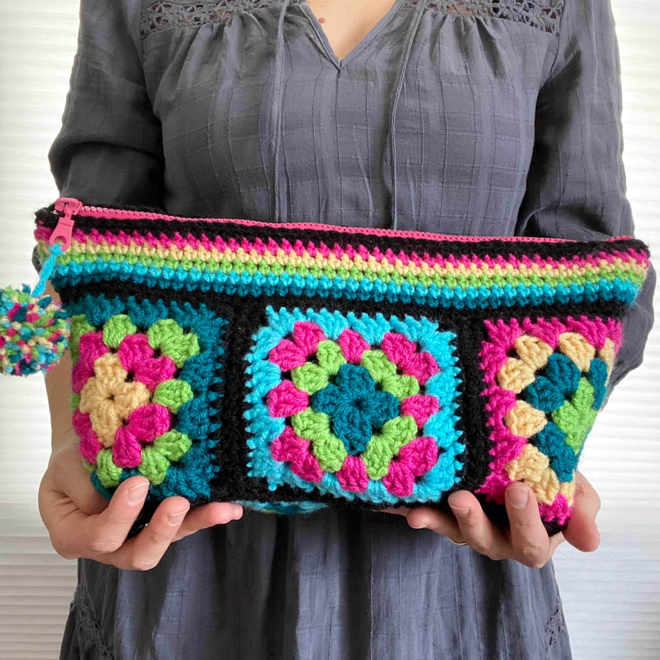 Boxy Bag Zippered Knitting Project Bag Sock Knitting Bag 