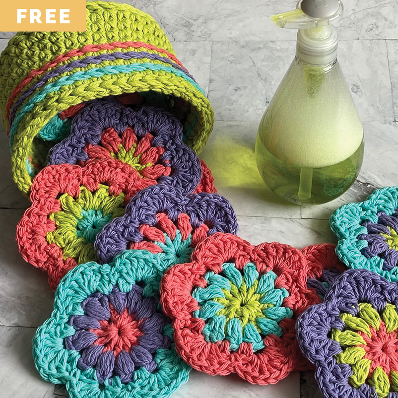 Free Crochet Pattern - Mini Meadow Washcloth Set