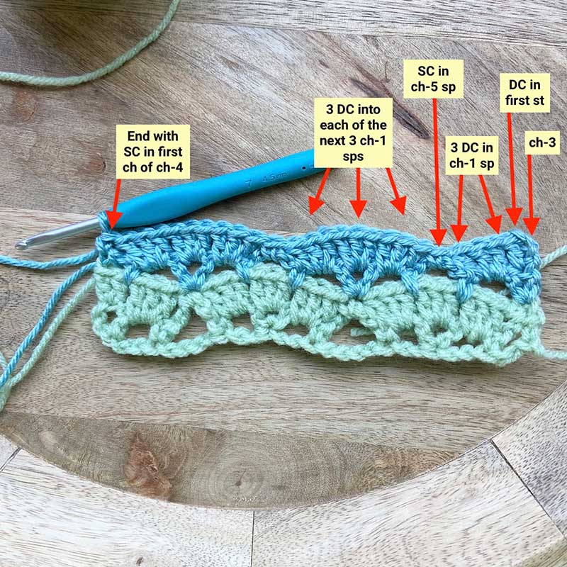 Learn the Granny Scallops Stitch Pattern