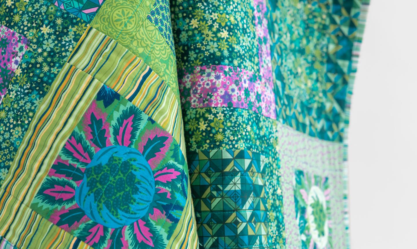 green quilt detail
