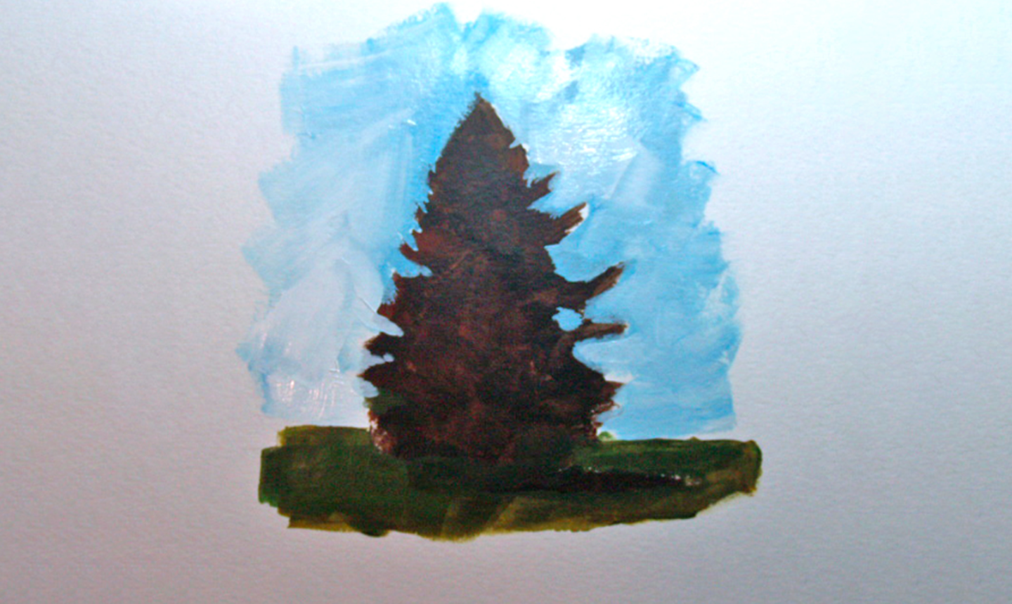 painting pine tree sky