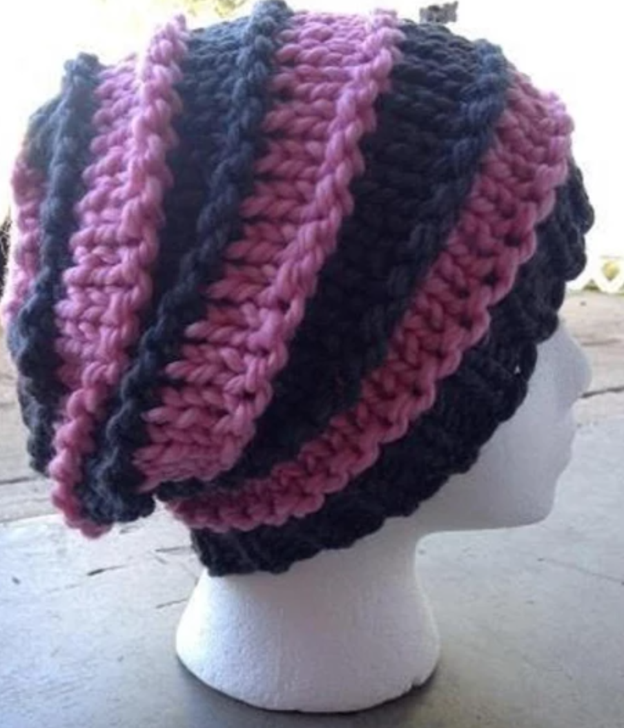 Bulky Striped Slouchy Hat