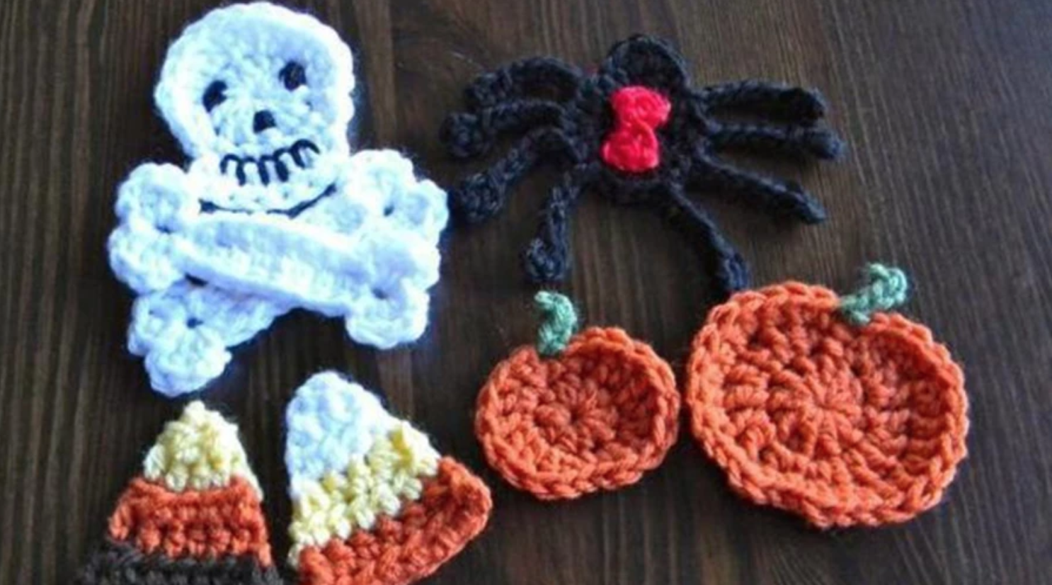 Crochet Witch and Pumpkin applique Set Quilting Sewing & Needlecraft