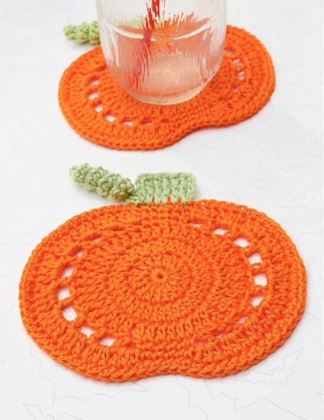 pumpkin crochet coasters