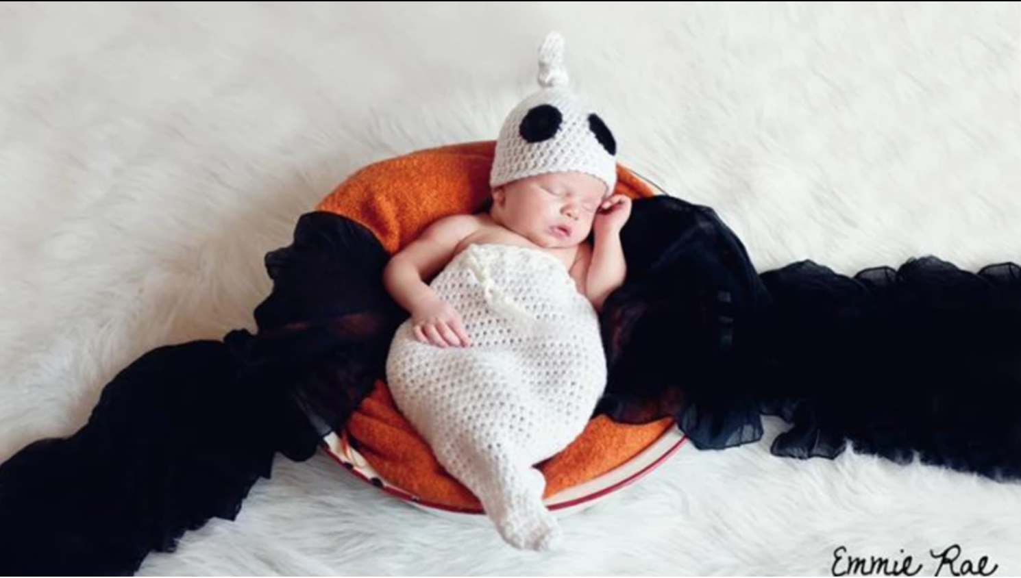 baby in crochet ghost costume