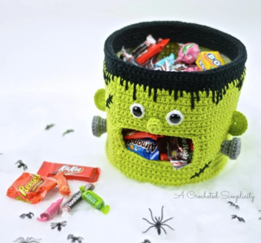 crochet frankenstein candy bowl