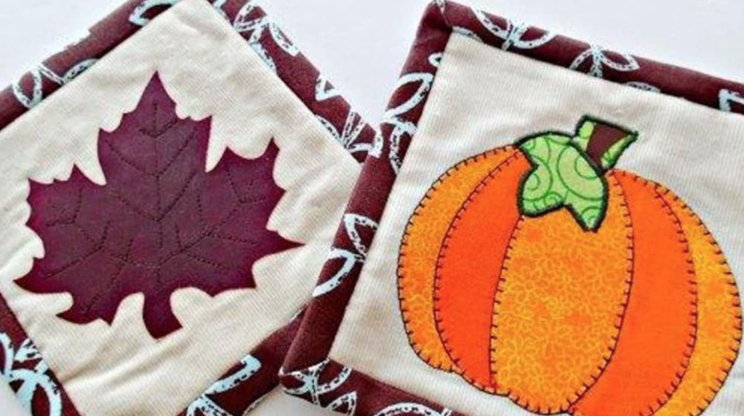pumpkin and autumn leaf mug rug