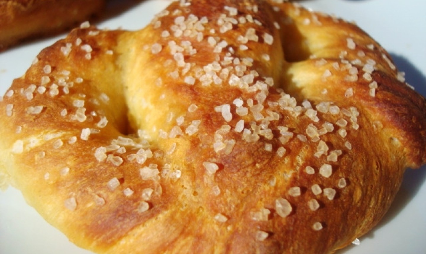 close up homemade pretzel