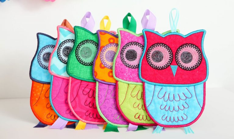 Embroidered felt owls