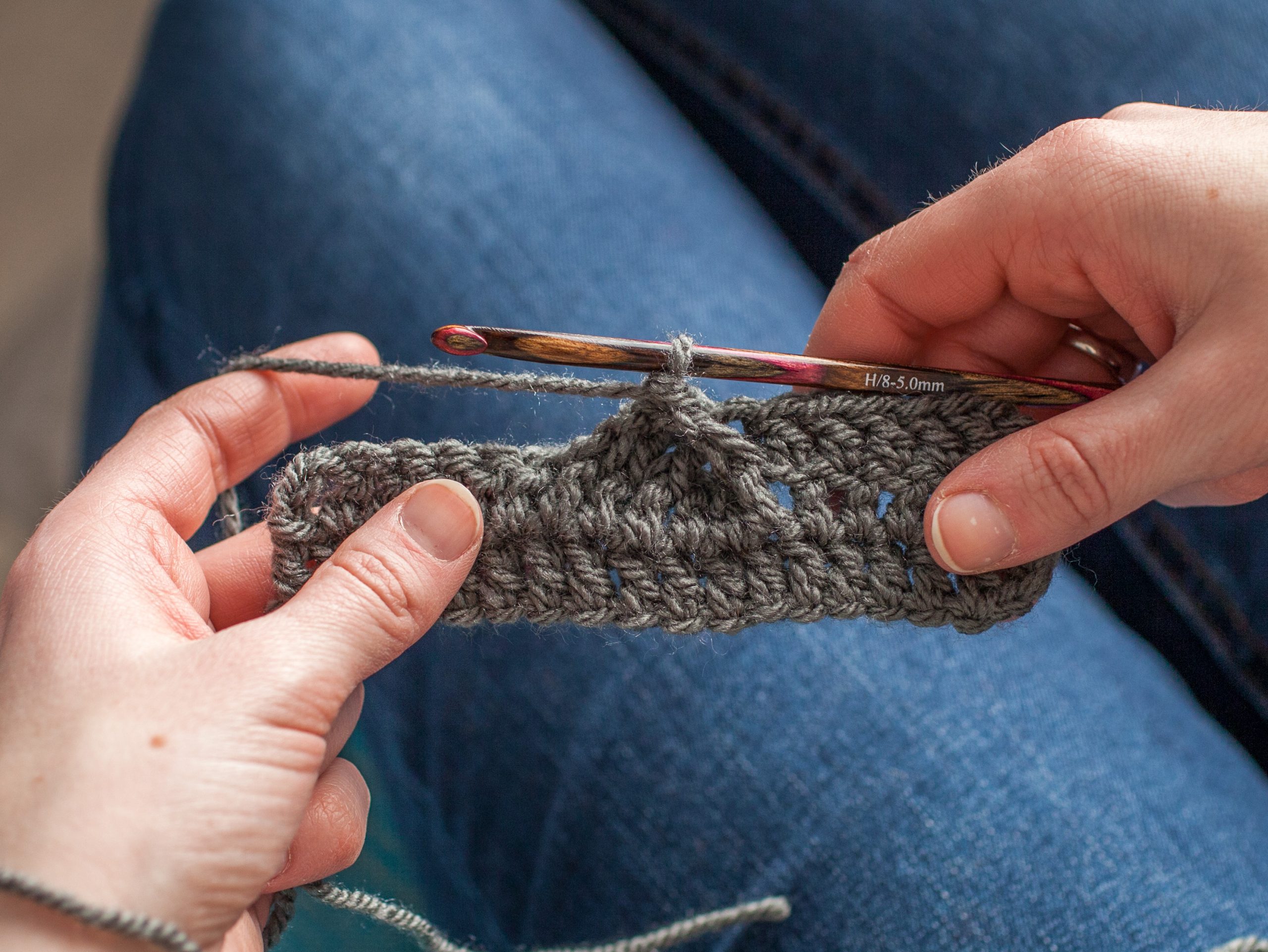 Person crocheting