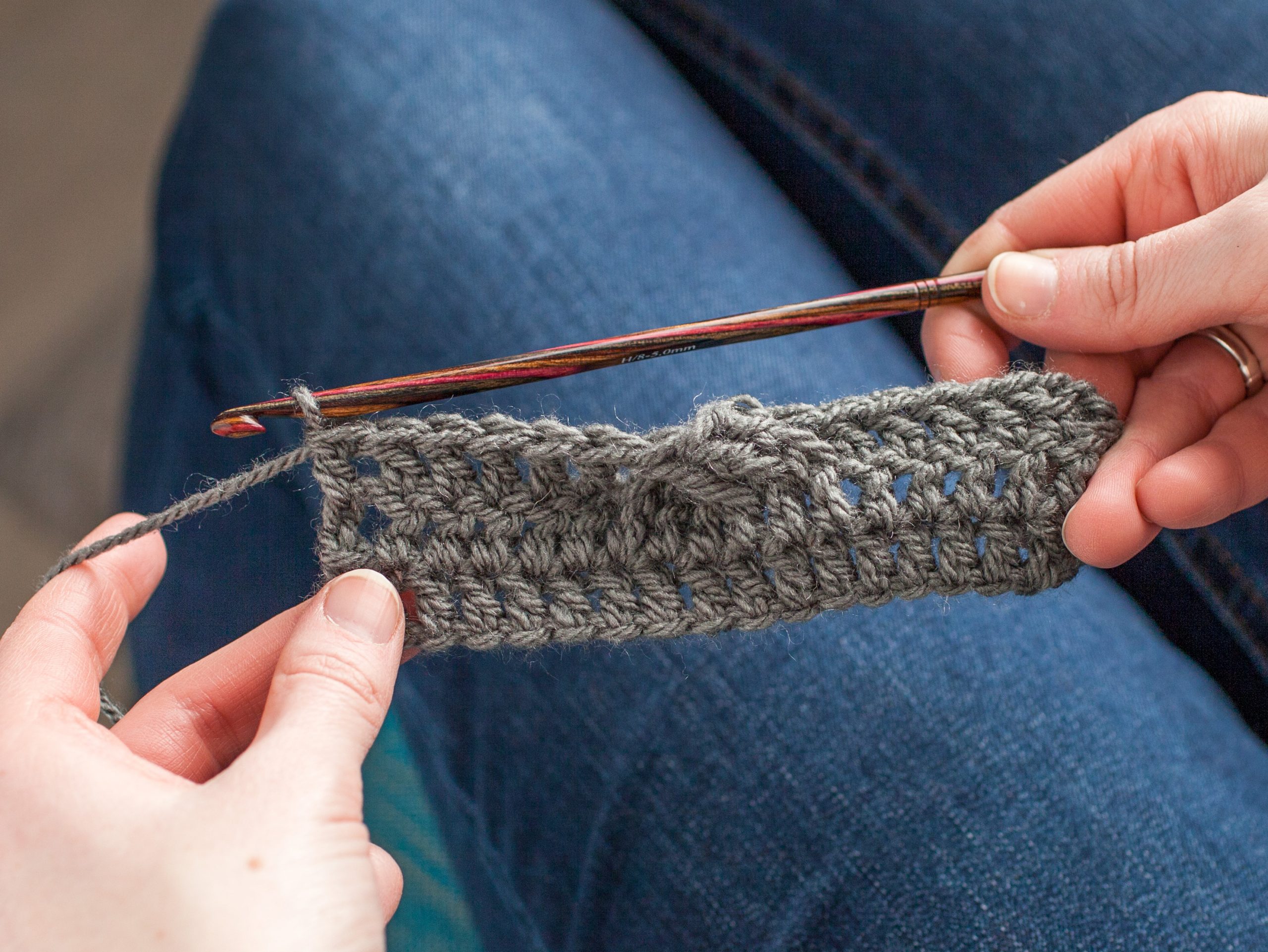 Person crocheting