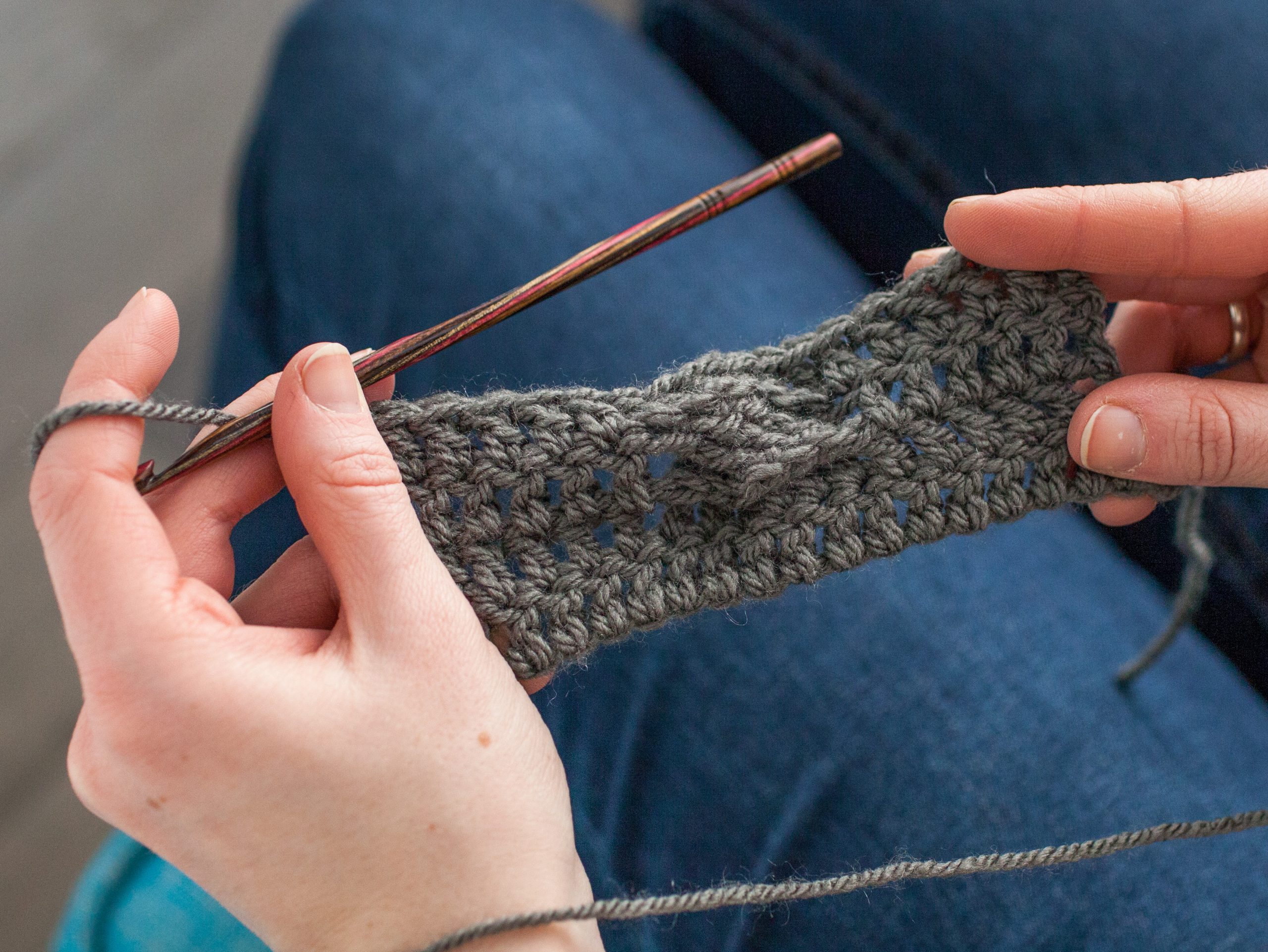 Person crocheting