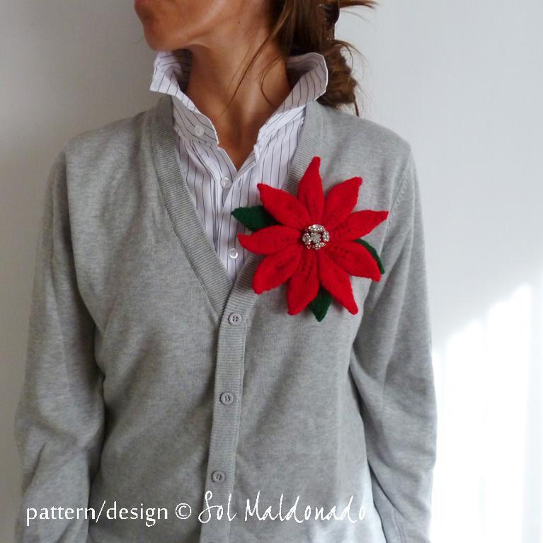 Knit and Crochet Poinsettia Flower Patterns