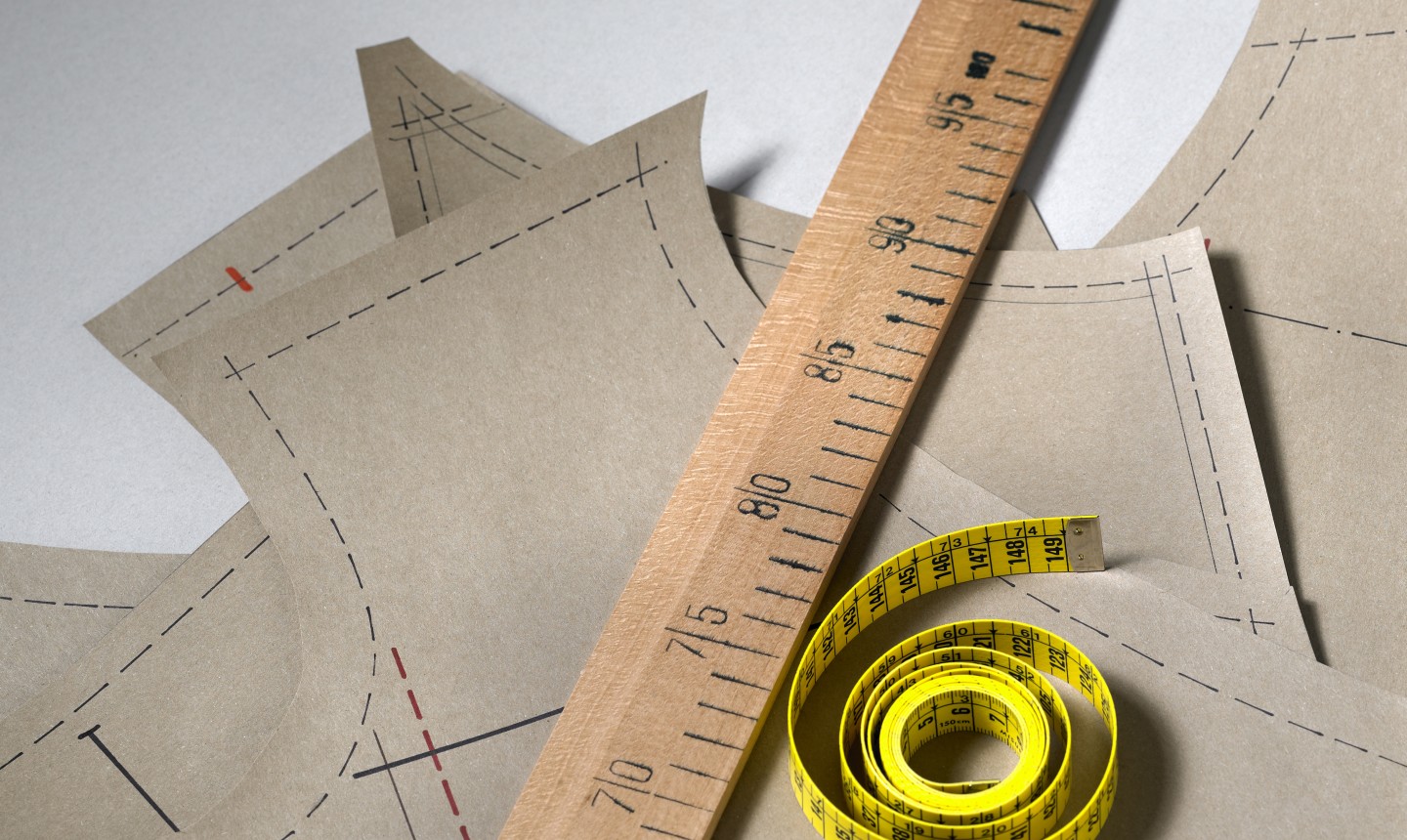 pattern pieces and measuring tape