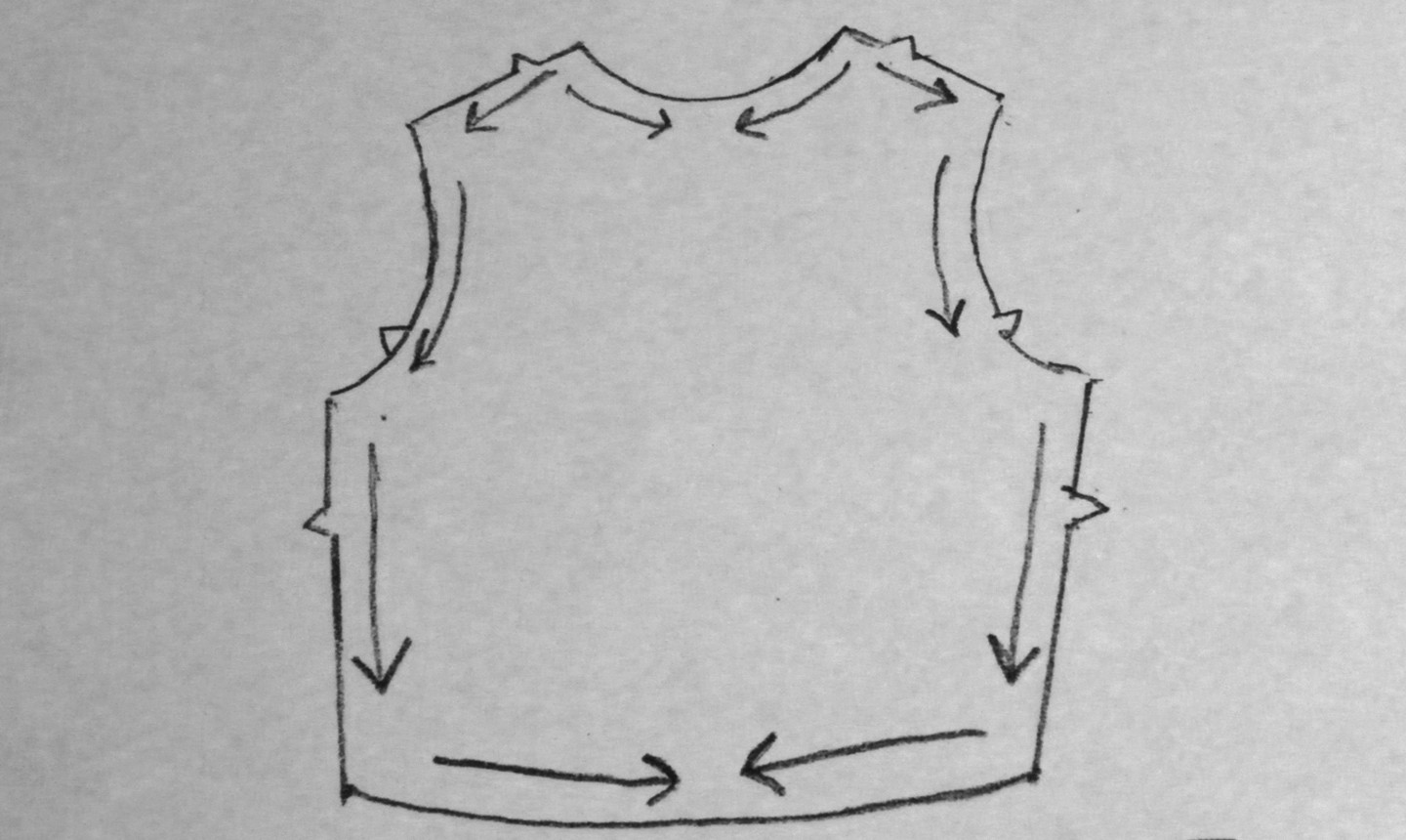 diagram on staystitching top piece