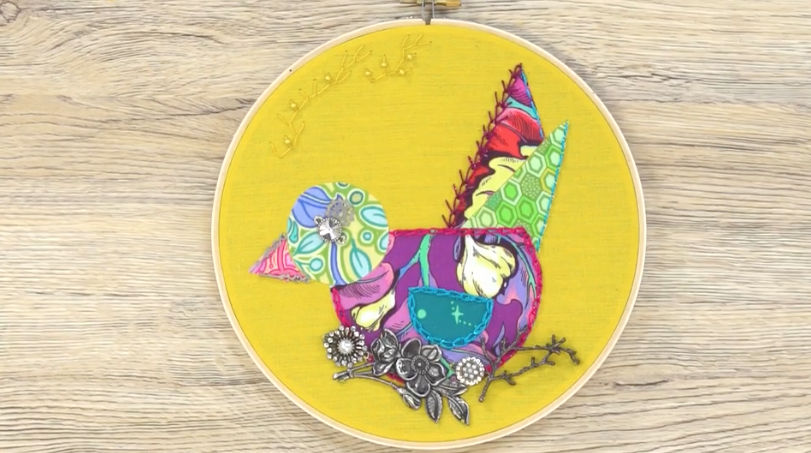 boho bird embroidery