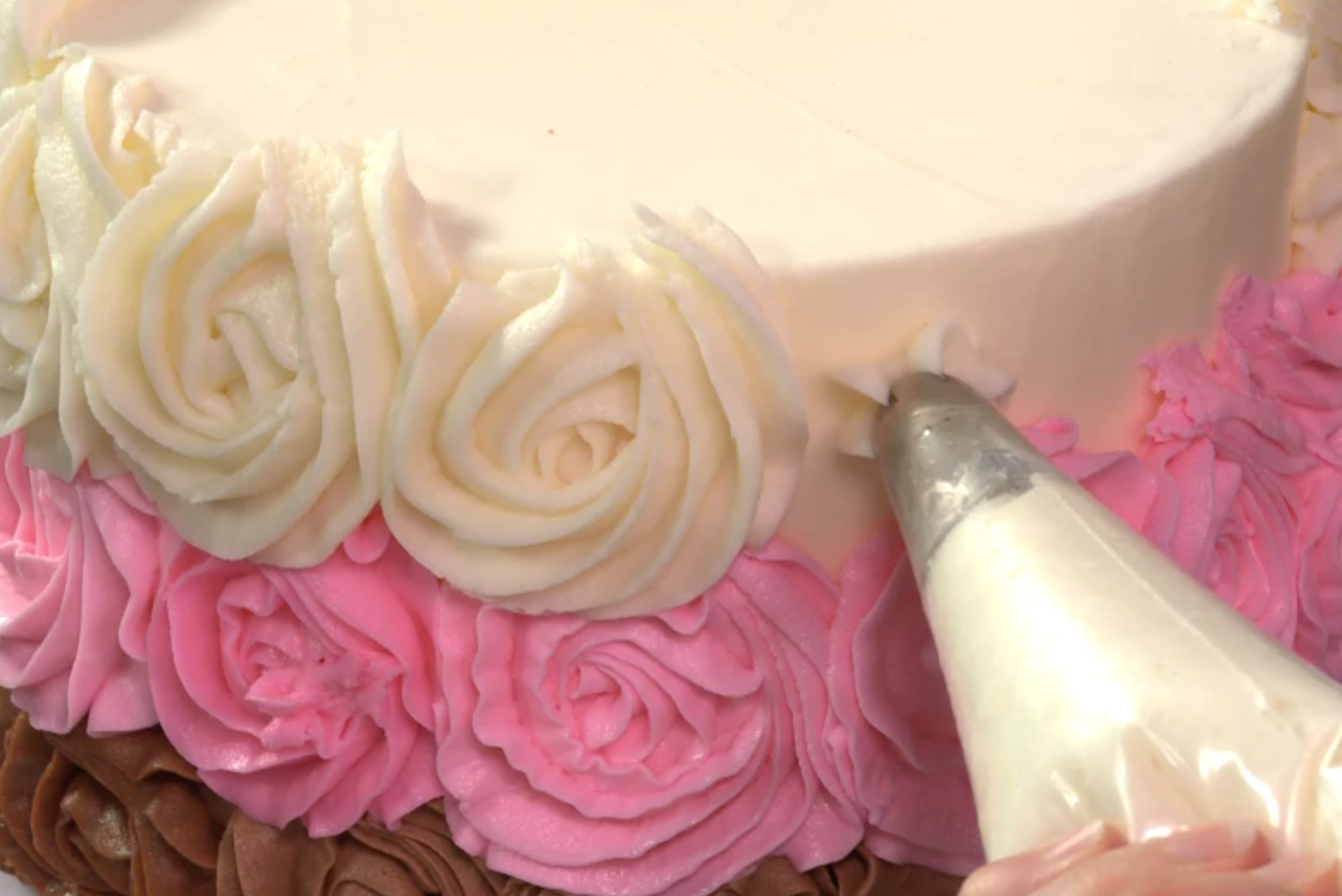 Celery Stamp Rose Painted Cake - Gemma's Bigger Bolder Baking