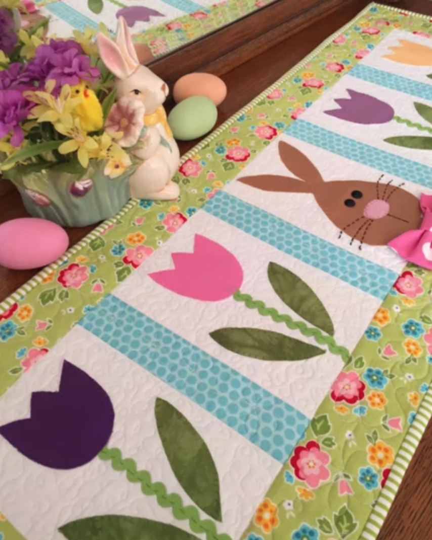 Watercolor Bunny Quilted Table Runner