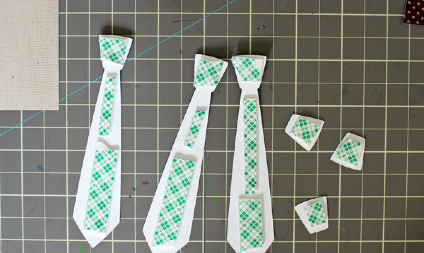 adding tape to paper ties