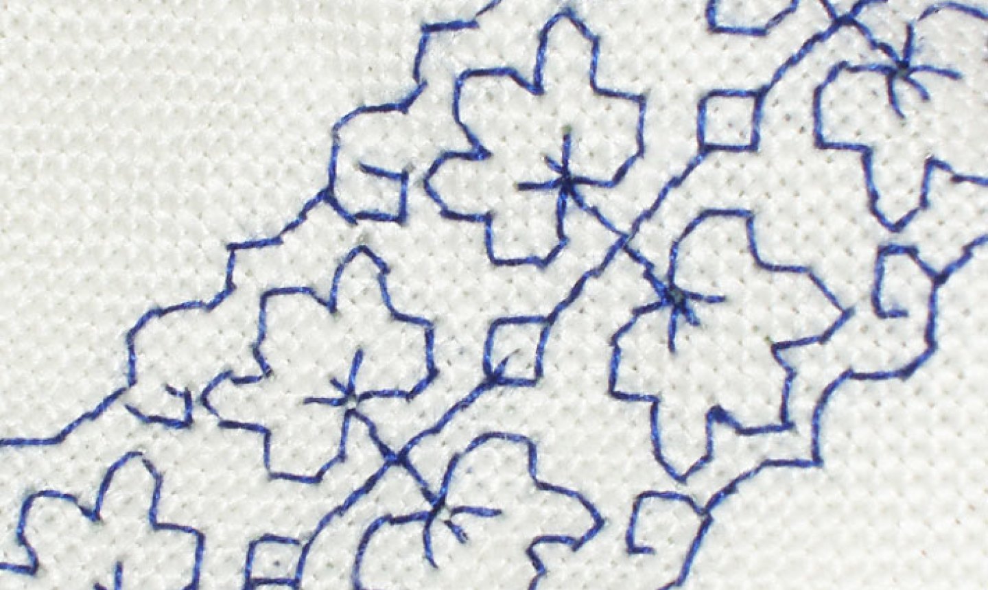 blue blackwork embroidery