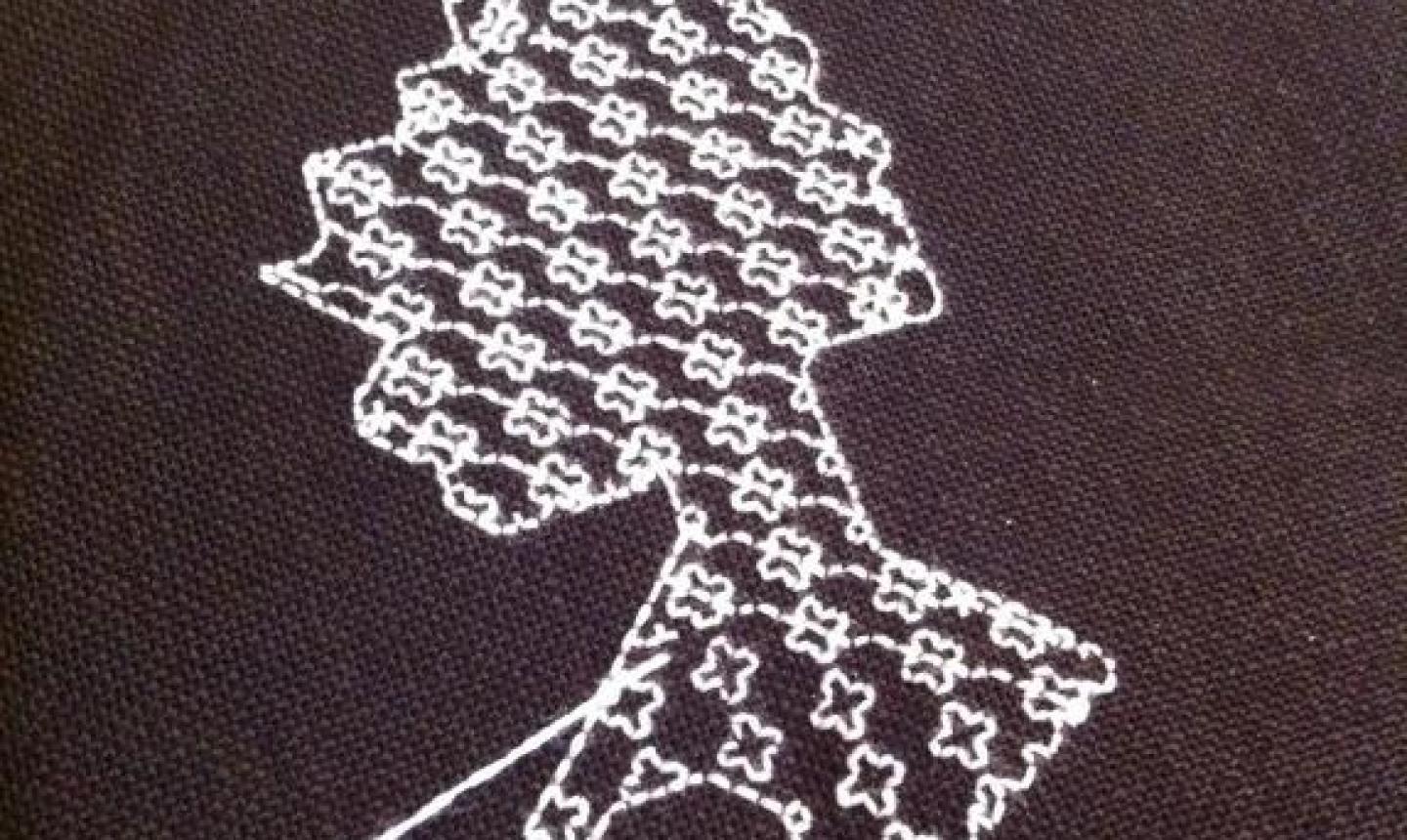 blackwork embroidered portrait