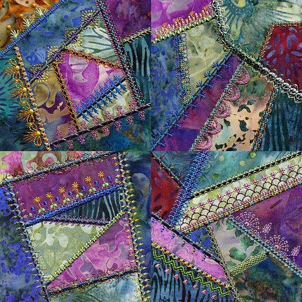 decorative embroidery stitches: crazy quilting