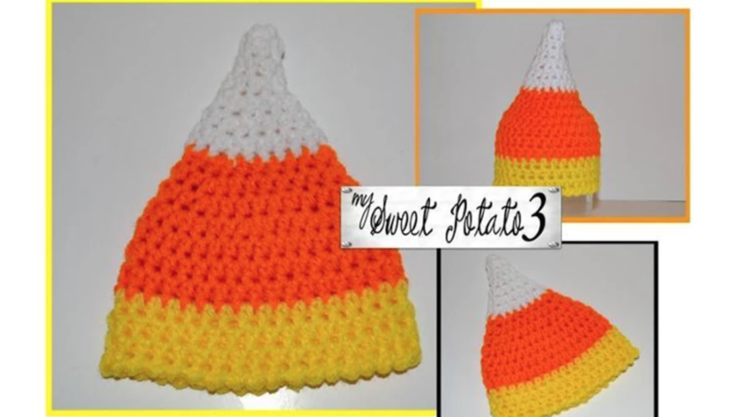 crochet candy corn hat