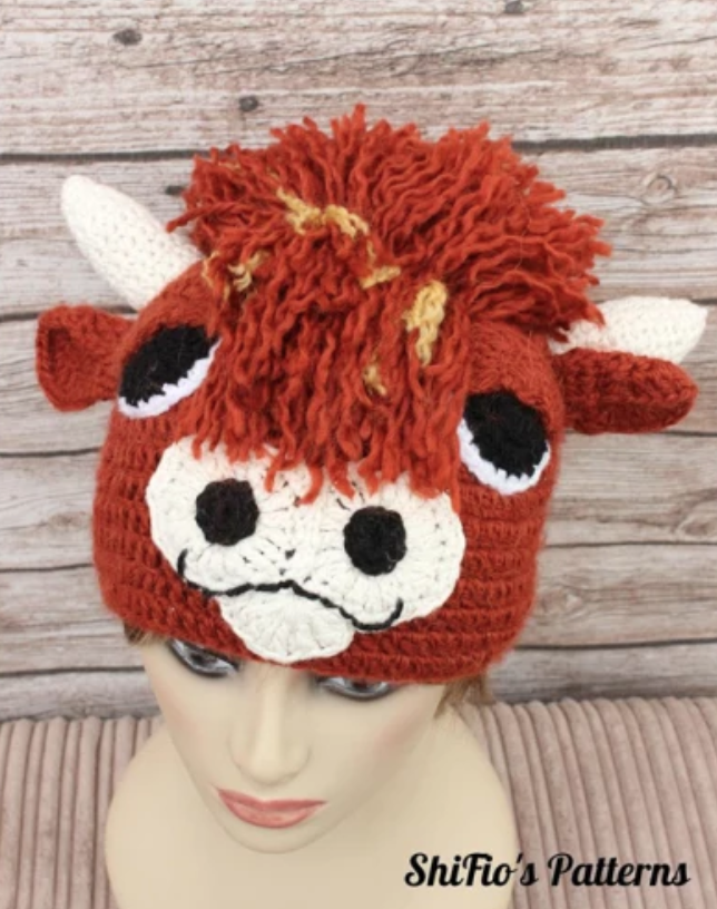 crochet highland cow hat