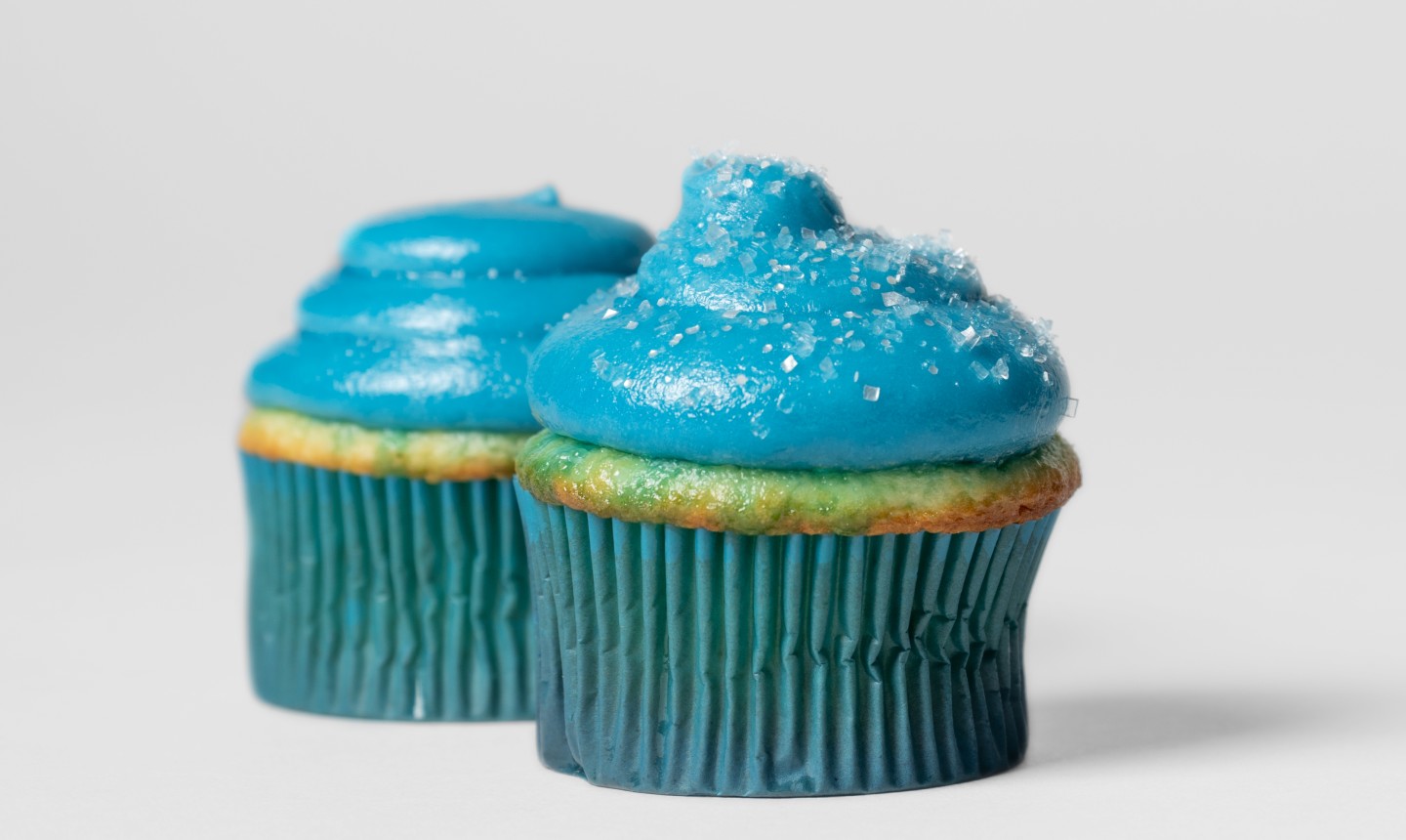 Cupcake with glowing blue frosting