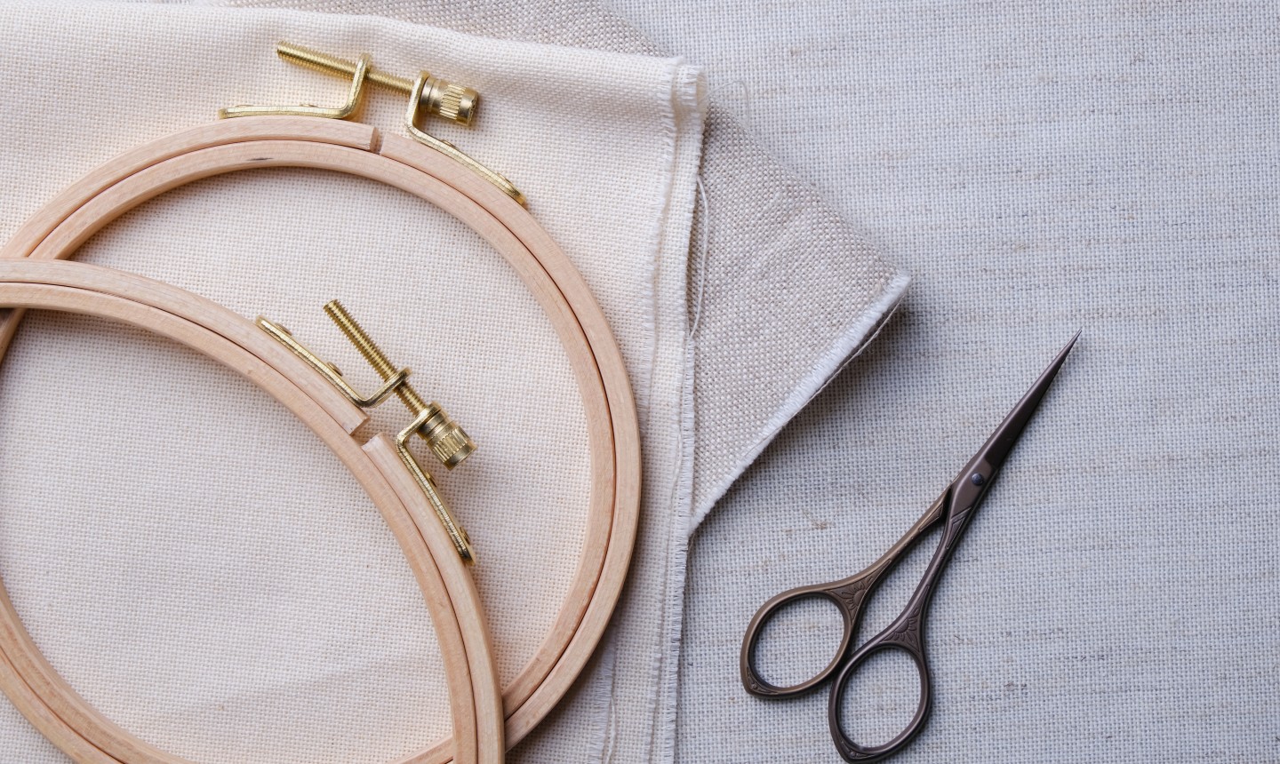 embroidery hoops and fabric