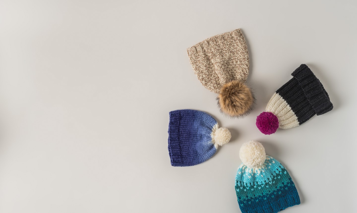 knit hats flat lay