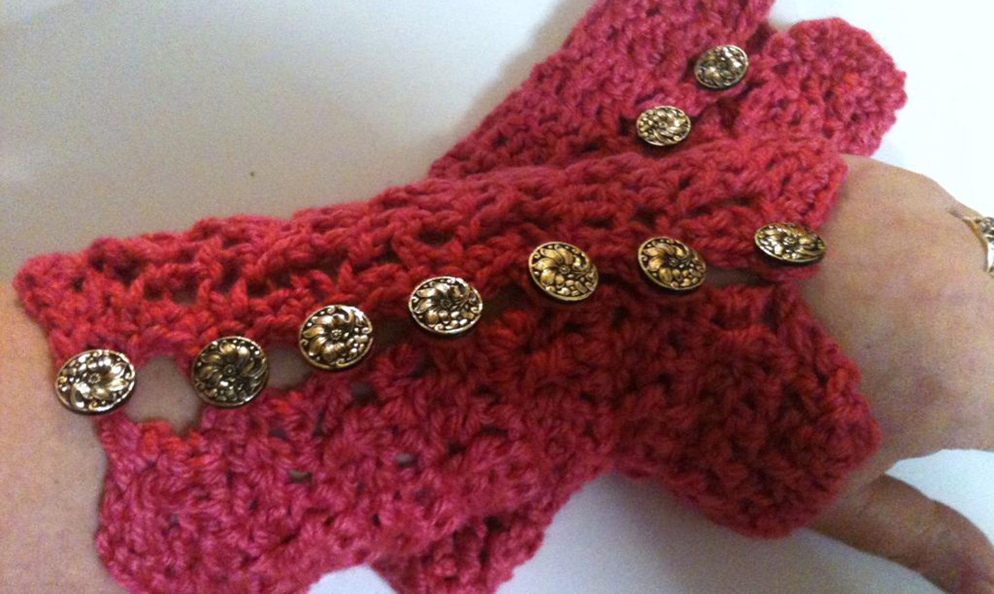 Red crochet wristlets