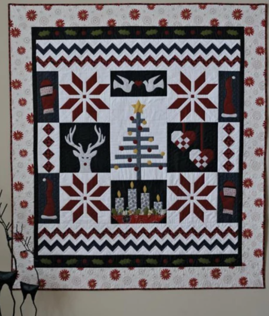 black and white nordic christmas quilt