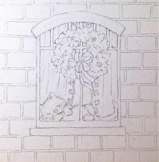 snowy window sketch