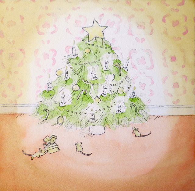painting green christmas tree