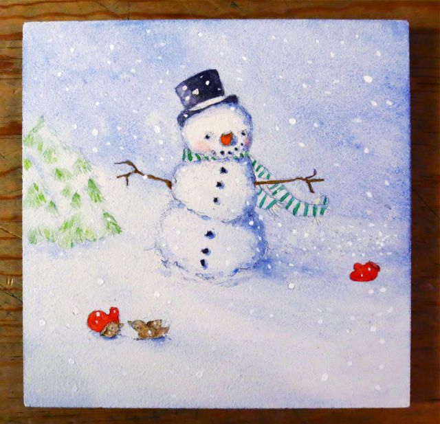 watercolor snowman painting