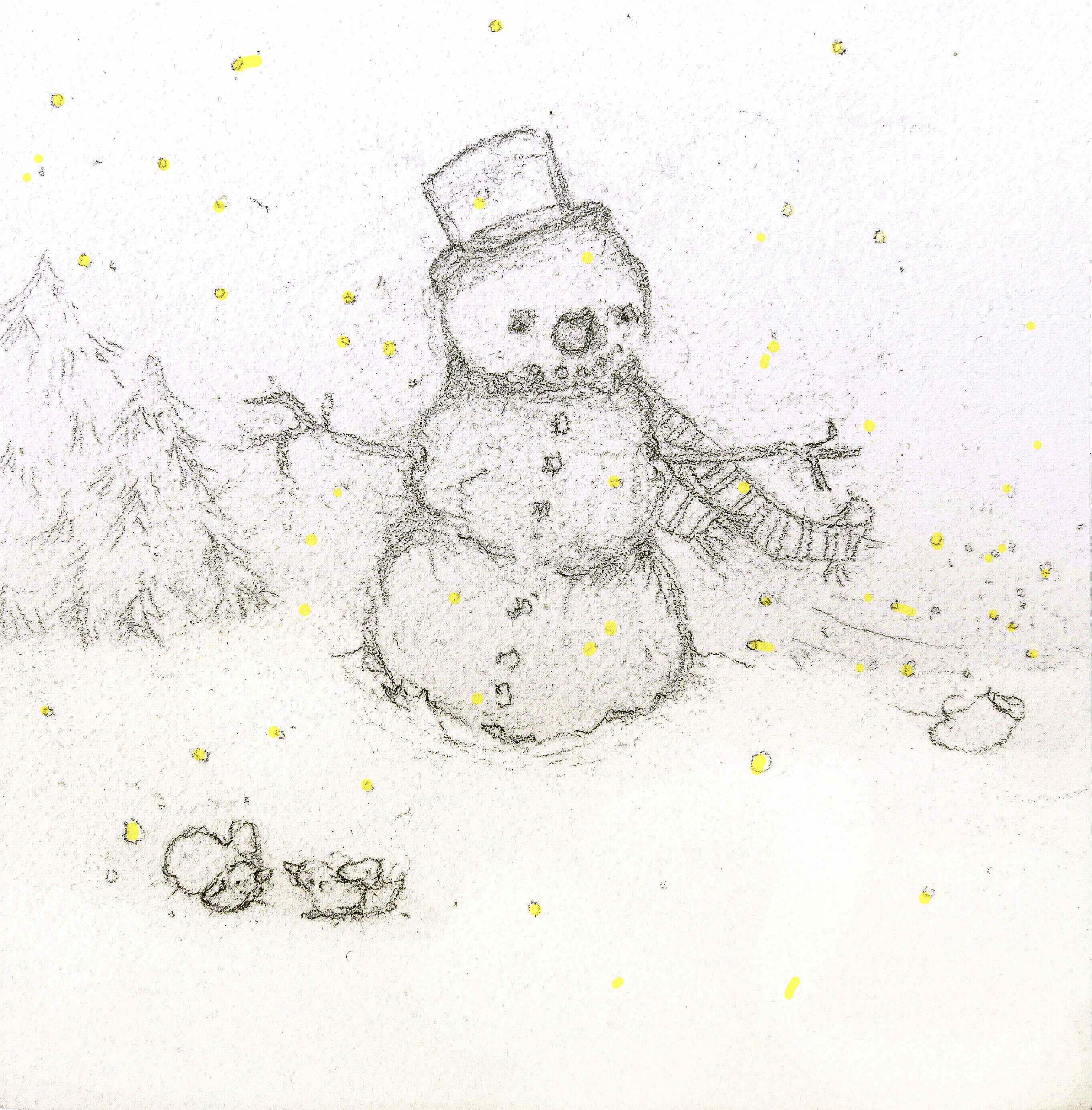 watercolor snowman sketch