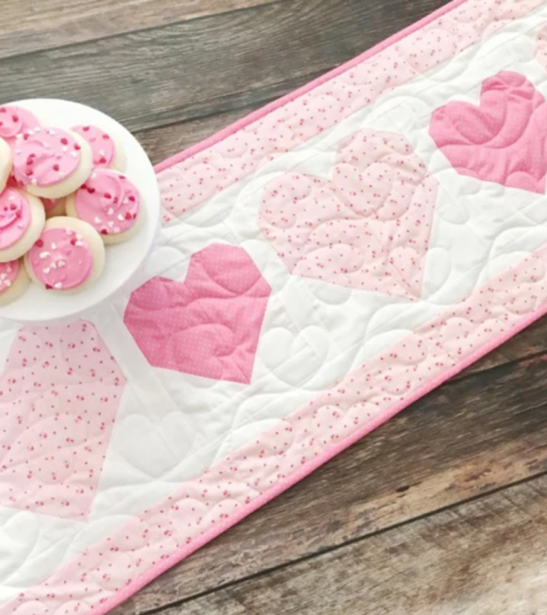 pale pink heart table runner
